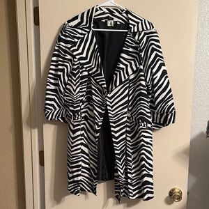 Lane Bryant Black and White Zebra Trench Coat